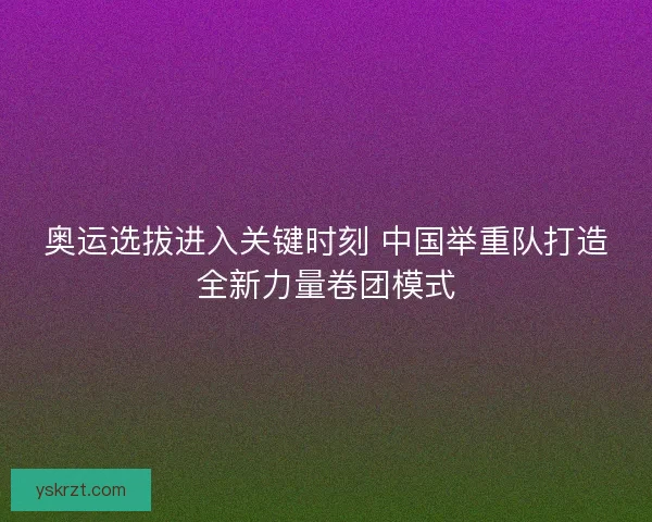 奥运选拔进入关键时刻 中国举重队打造全新力量卷团模式
